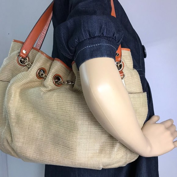 Michael Kors Tan Brown Large Woven Straw Bag - Picture 4 of 8